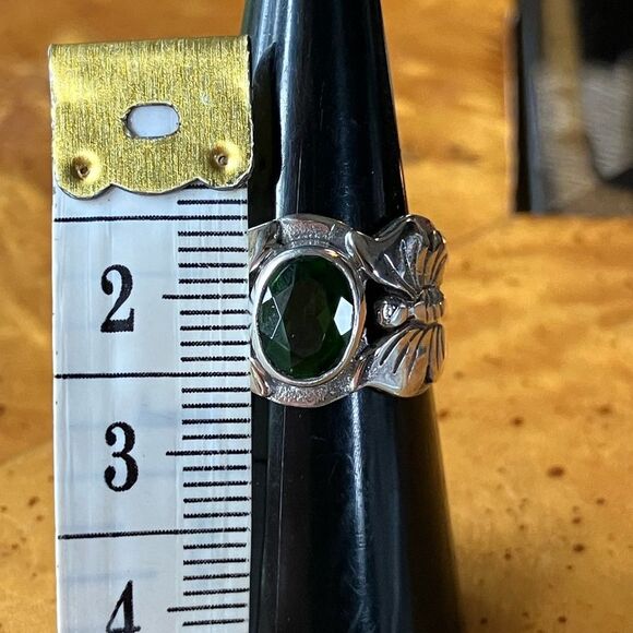 Natural Chrome Diopside Sterling Silver Butterfly Ring Size 6 - Picture 7 of 9
